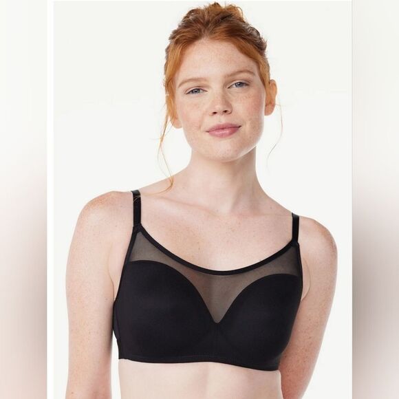 NWT 2-pk Womens Sz S Joyspun Cooling Mesh Wirefree Bra Lightly Padded Pink Black - Picture 6 of 8